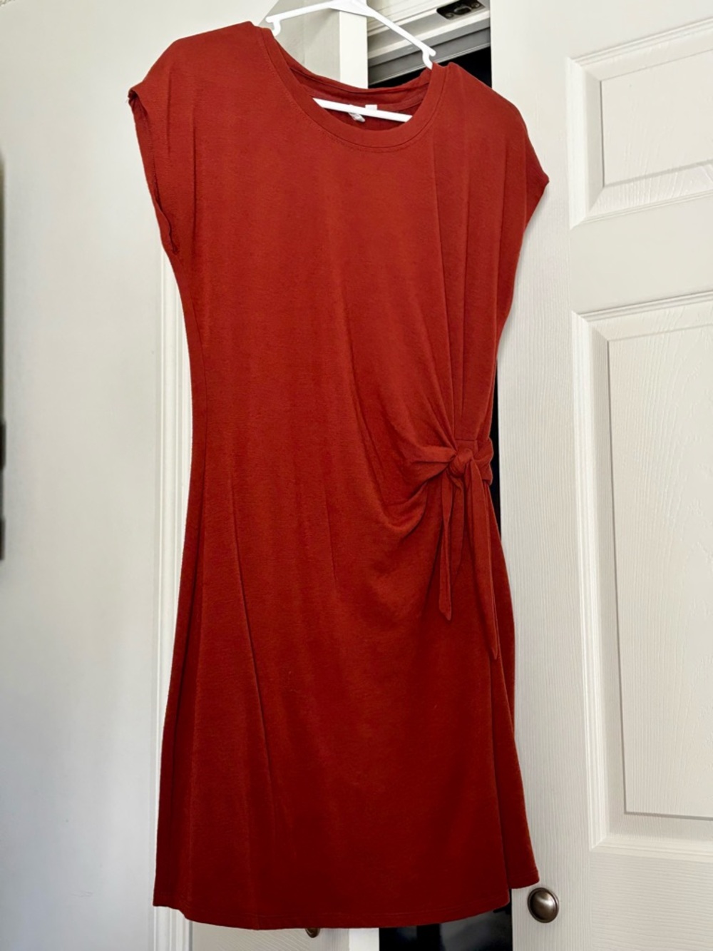 Cable & Gauge Rust Midi Dress with Side Knot
